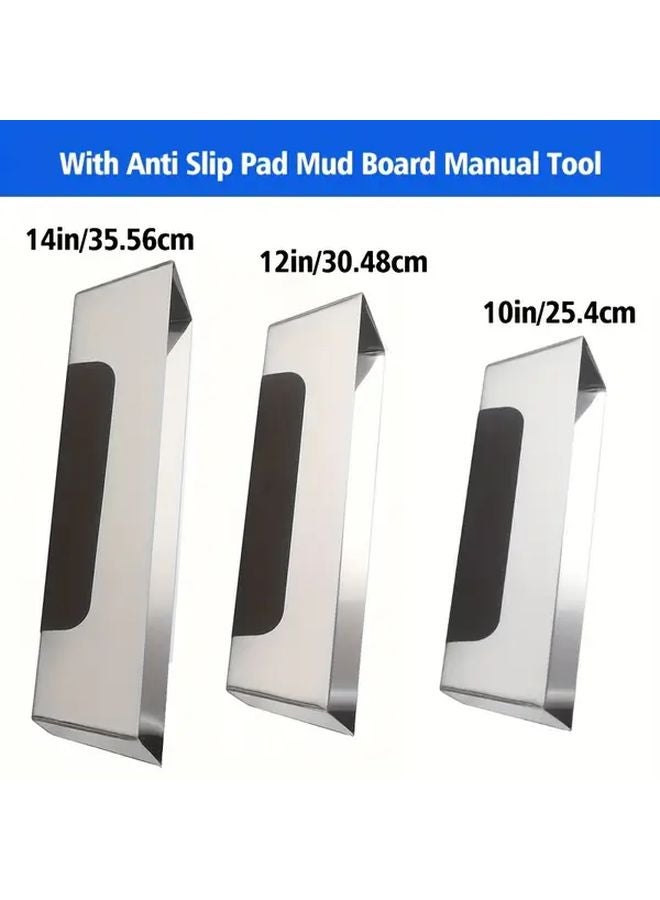 14 بوصة وعاء جص جبصين ثقيل من الفولاذ المقاوم للصدأ مع وسادة مضادة للانزلاق وقضيب كشط - أداة تجصيص محترفة - Image 5