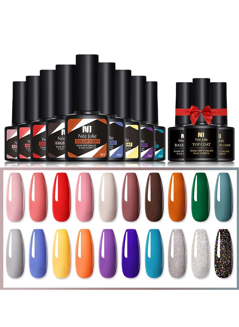 Nee Jolie 23Pcs Gel Nail Polish Set with 20 Colors Gel Nail and Base Gel Top Coat Matte Top Coat for Nail Art Salon for Women - Image 1