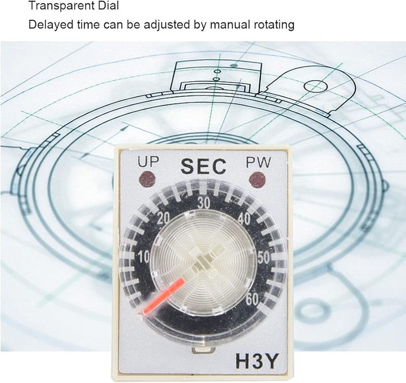 H3Y2 24VDC Time Relay Delay Timer Adjustable Transparent Dial 8 Pins Industrial Control 60S - Image 5