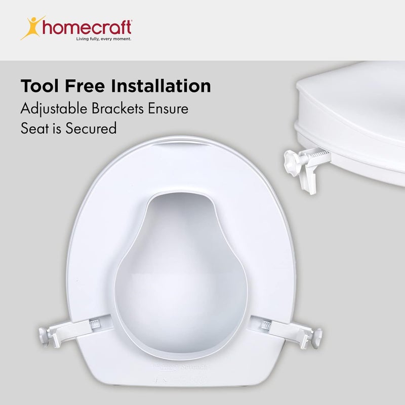 Homecraft Savanah Raised Toilet Seat with Lid 2 High Elevated Toilet Seat Locks Onto Standard Toilets Portable Assistance Seat with Sturdy Brackets Medical Aid for Elderly Disabled Limited Mobility - Image 5