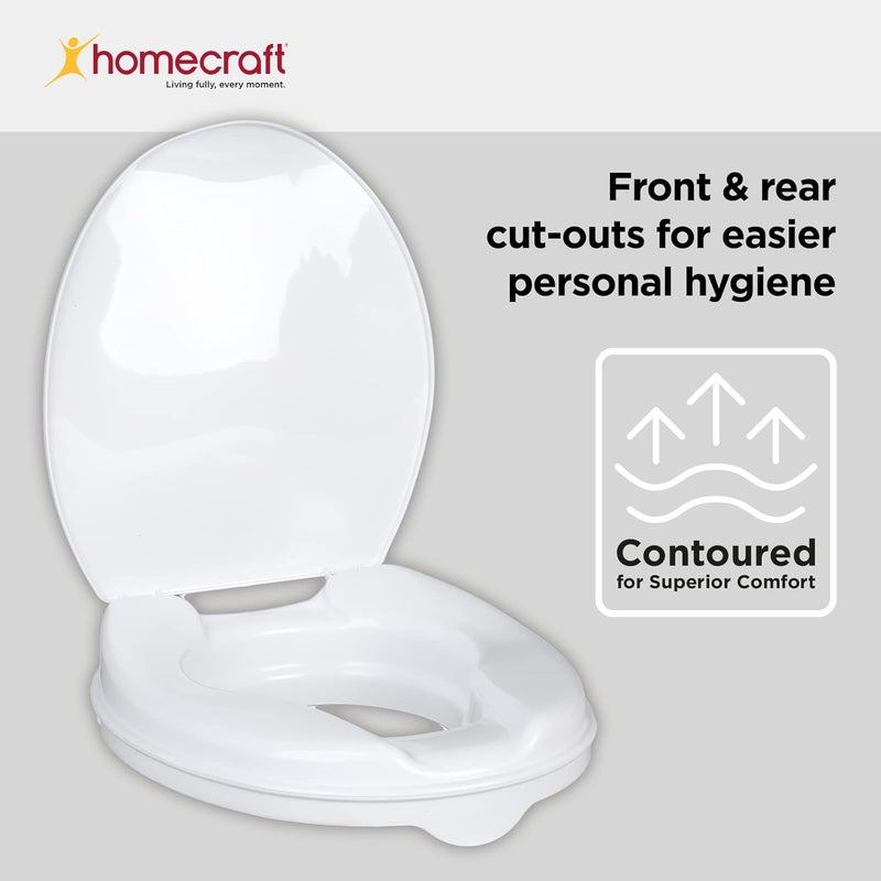 Homecraft Savanah Raised Toilet Seat with Lid 2 High Elevated Toilet Seat Locks Onto Standard Toilets Portable Assistance Seat with Sturdy Brackets Medical Aid for Elderly Disabled Limited Mobility - Image 3