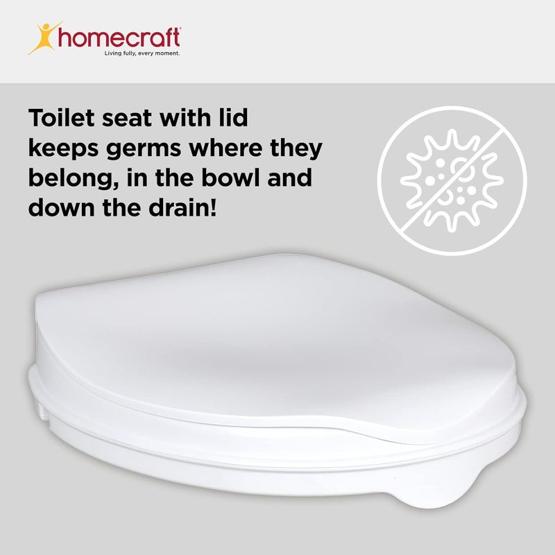 Homecraft Savanah Raised Toilet Seat with Lid 2 High Elevated Toilet Seat Locks Onto Standard Toilets Portable Assistance Seat with Sturdy Brackets Medical Aid for Elderly Disabled Limited Mobility - Image 4