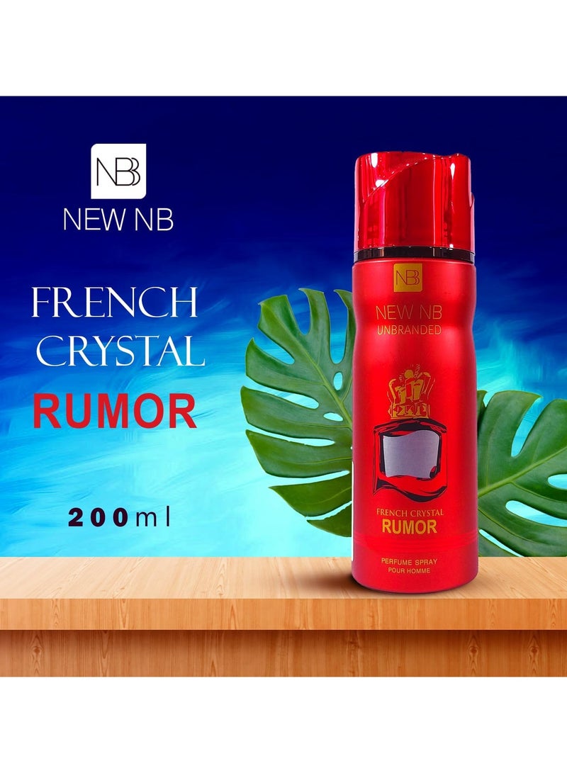 NEW NB Unbranded French Crystal Rumor Pour Homme Deodorant Spray for Men – 200ml | Fresh, Elegant Scent - Image 3
