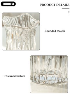 DUNISO Clear Glass Vase, Modern Decorative Vase, Large Irregular Shape Vintage Flower Vase, Minimalist Ins Style Embossed Glass Vase for Wedding Table Decorations Centerpieces, Crystal Vase for Living Room, Bedroom, Kitchen, Dining Table, Mantle  - Image 5
