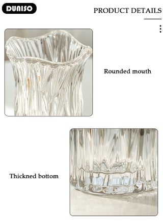 Clear Glass Vase, Modern Decorative Vase, Large Irregular Shape Vintage Flower Vase, Minimalist Ins Style Embossed Glass Vase for Wedding Table Decorations Centerpieces, Crystal Vase for Living Room, Bedroom, Kitchen, Dining Table, Mantle - view 5