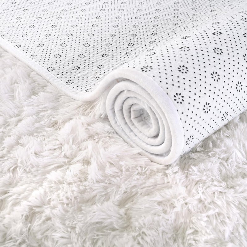 ISEAU Runner Rug for Bedroom, 2x6 Feet Shag Area Rug with Upgrade Non Slip, Fluffy Carpet Runner for Hallway, Fuzzy Soft Living Room Rugs for Kids Girls Bedroom Decor, Cream White - Image 5