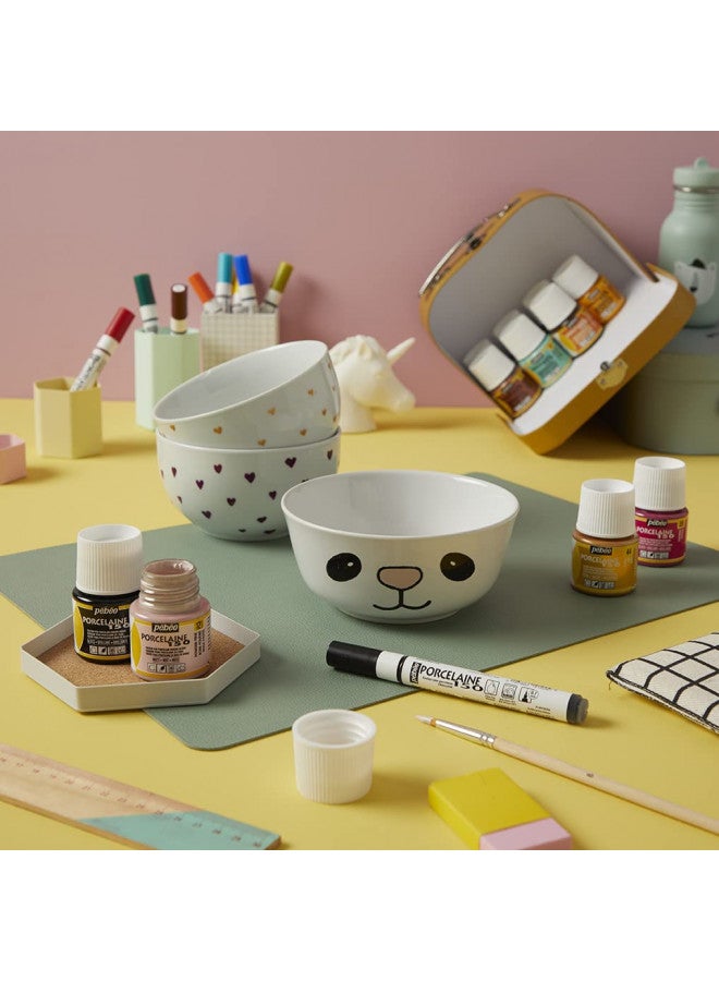 Pebeo طلاء السيراميك بيبيو بورسلين 150 - ألوان طلاء عالية اللمعان قائمة على الماء للبورسلين، مستلزمات فنية متميزة، غير سامة وآمنة للحرارة، زجاجة 45 مل، بنفسجي بارما (024-014) - Image 2