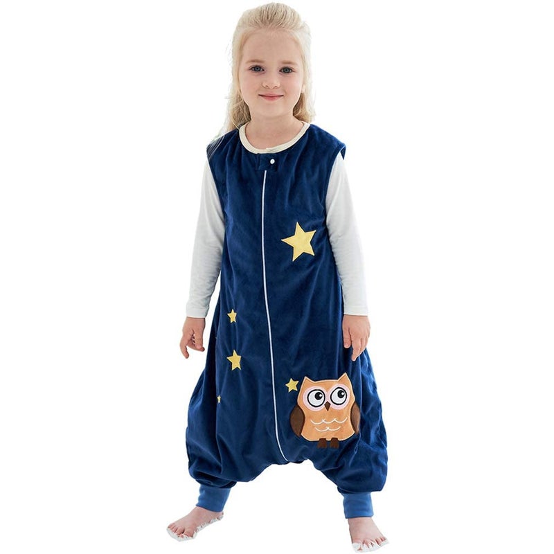 MICHLEY MICHLEY Toddler Sleeping Sack with Feet Newborn Infant Sleeveless Sleeping Bag 2way Zipper Baby Wearable Blanket for WalkersDark Blue Owl56T 