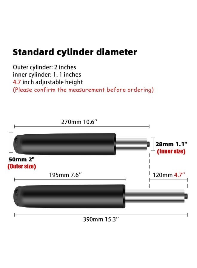 Omyoffice 4.7 inch Office Chair Gas Lift Cylinder-Office Chair Replacement Parts,Universal Size Fits Most Chairs,Heavy Duty Gas Lift Hydraulic/Pneumatic Piston for Office Chair - Image 2