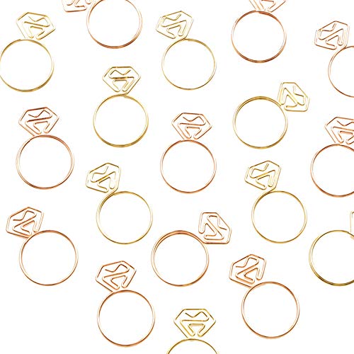 OWLFAVO 36pcs Diamond Ring Shape Paper Clips with Clear Box, Rose Gold and Yellow Gold, Funny Cute Paperclips Bookmarks Planner Clips for Fun Office Supplies College Gifts Wedding Decoration - Image 3