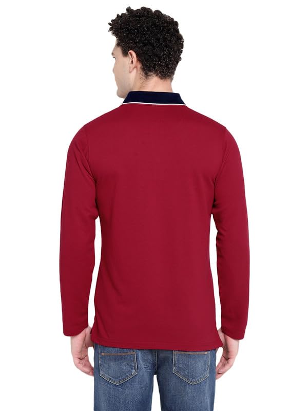 AMERICAN CREW Full Sleeves Polo Collar T-Shirt with Pocket for Men (AC870-4XL_Jester Red) - Image 3