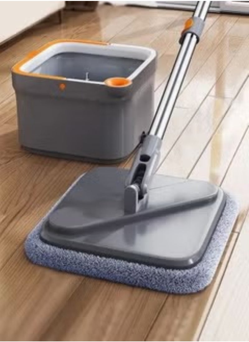 Generic - 360 Degree Rotating Mop and Bucket Flat Design Self-Separating Mop Set with 2 Microfiber Pads and Extendable Handle Perfect for Cleaning All Kinds of Floors - Image 1