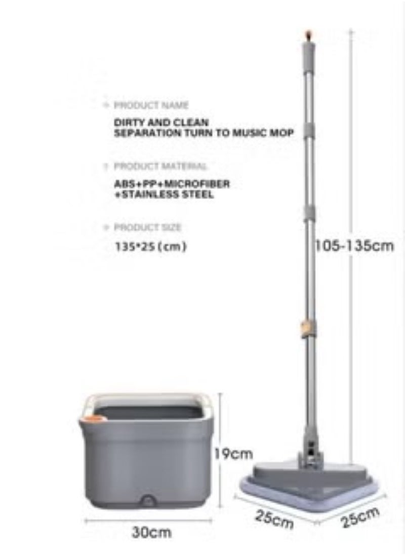 Generic - 360 Degree Rotating Mop and Bucket Flat Design Self-Separating Mop Set with 2 Microfiber Pads and Extendable Handle Perfect for Cleaning All Kinds of Floors - Image 1