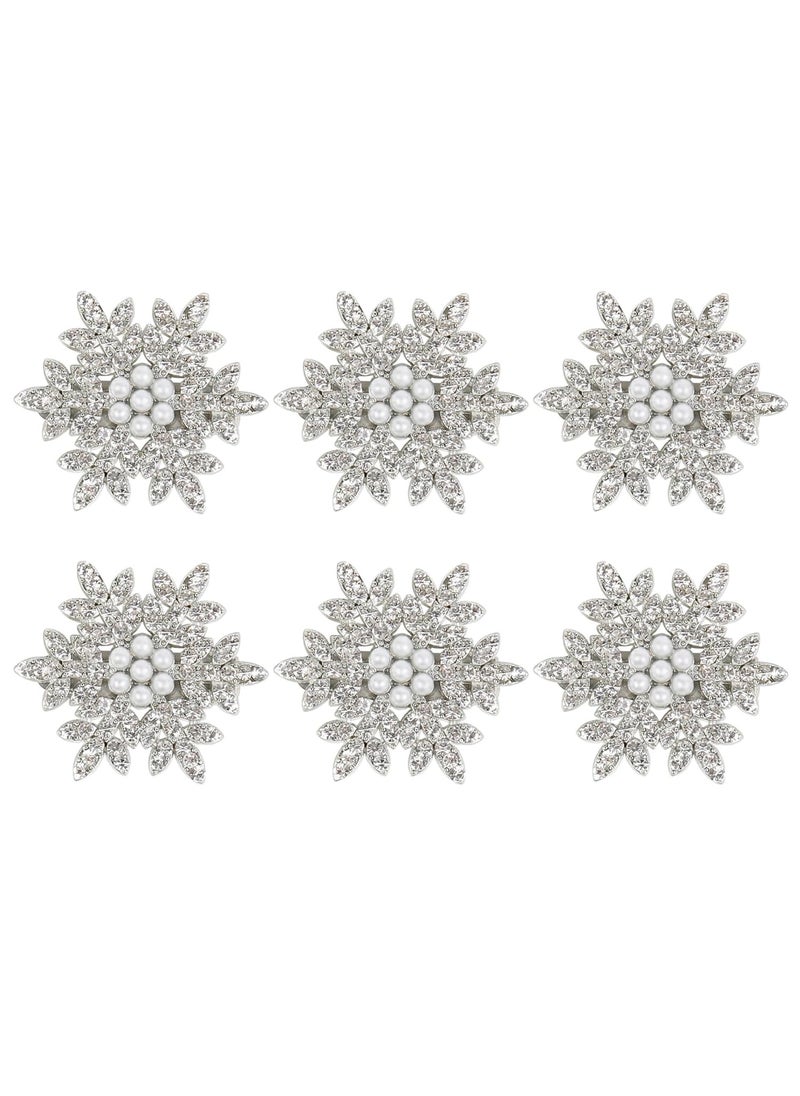 PENTA ANGEL - Penta Angel Snowflake Hair Clips 6Pcs Small Sparkly Christmas Rhinestone Pearl Hair Barrette Hairpins Accessories for Women 6 3 cm - Image 1