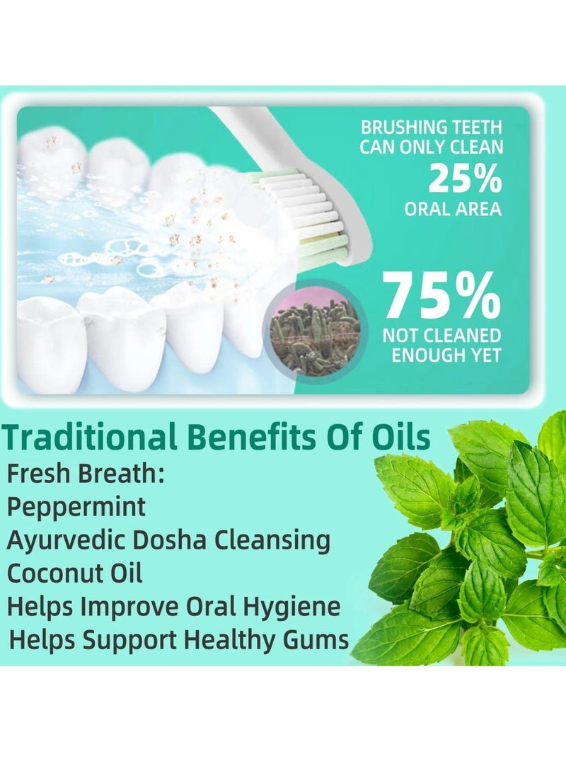 ALIVER - 237 ml Coconut Oil Pulling Mouth Wash with Coconut and Peppermint Oil Ayurvedic Mouthwash for Fresh Breath Teeth Whitening Mint Pulling Mouthwash Natural Essential Oil Mouthwash with Tongue Scraper - Image 1
