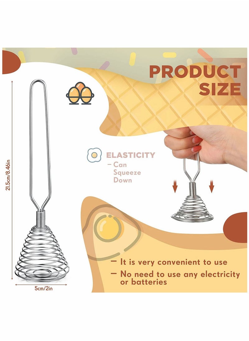 SYOSI - Kitchen Stainless Steel Spring Egg Whisk, 4 Pcs 8.46 Inches Egg Whisk Hand Push Whisk Blender French Style Whisk Wire Whisk for Egg Beater Kitchen Utensil for Blending Whisking Beating and Stirring - Image 1