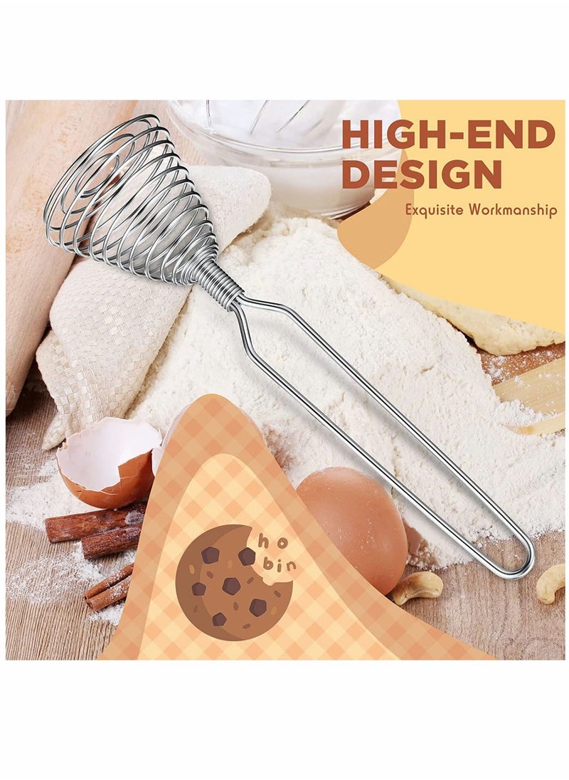 SYOSI - Kitchen Stainless Steel Spring Egg Whisk, 4 Pcs 8.46 Inches Egg Whisk Hand Push Whisk Blender French Style Whisk Wire Whisk for Egg Beater Kitchen Utensil for Blending Whisking Beating and Stirring - Image 1