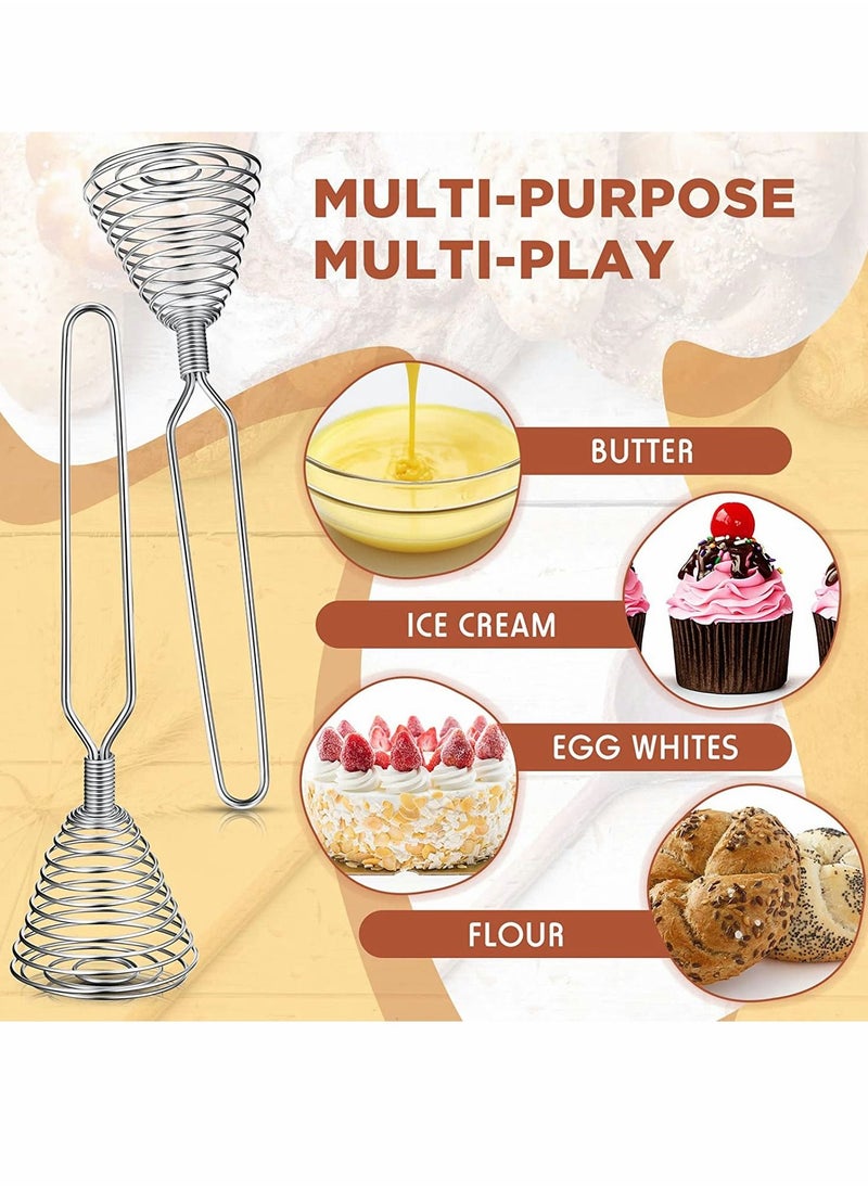 SYOSI - Kitchen Stainless Steel Spring Egg Whisk, 4 Pcs 8.46 Inches Egg Whisk Hand Push Whisk Blender French Style Whisk Wire Whisk for Egg Beater Kitchen Utensil for Blending Whisking Beating and Stirring - Image 1