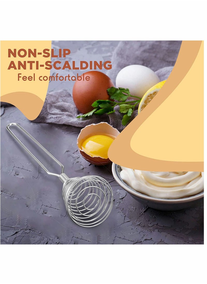 SYOSI - Kitchen Stainless Steel Spring Egg Whisk, 4 Pcs 8.46 Inches Egg Whisk Hand Push Whisk Blender French Style Whisk Wire Whisk for Egg Beater Kitchen Utensil for Blending Whisking Beating and Stirring - Image 1