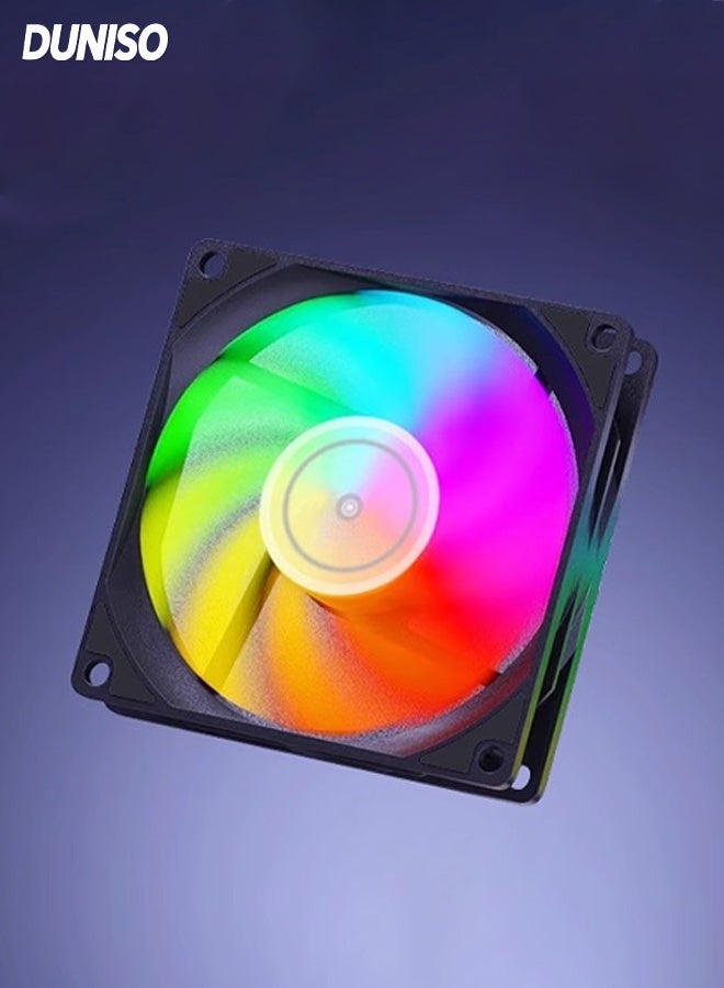 DUNISO 120mm ARGB Case Cooler Fan,4 PIN Motherboard Light Sync Low Noise, up to 1600RPM Cooling Fan,Cooler for Computer Case or CPU (Black) - Image 1