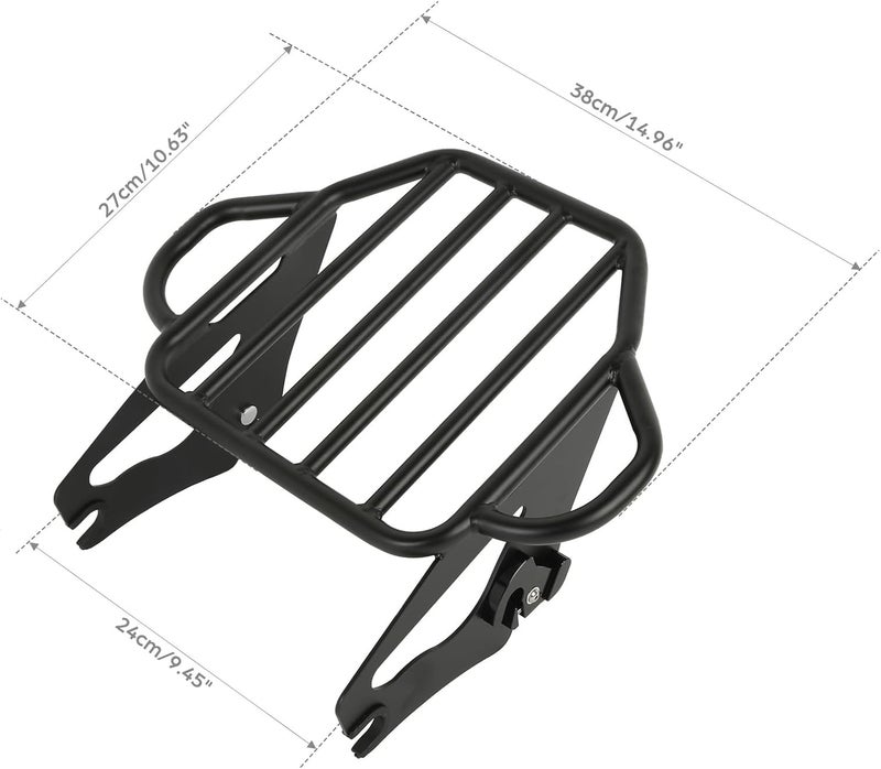 XFMT Motorcycle King Detachable Two-Up Luggage Rack for Harley Touring Road King Street Glide Road Glide Electra Glide 2009-Later, Flat Black - Image 4