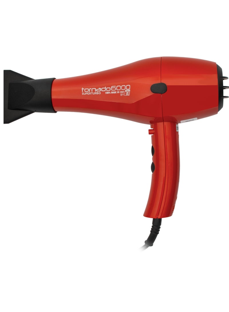 تكنو دراي  مجفف شعر أحمر/فضي  سوبر تربو 6000 - Image 1
