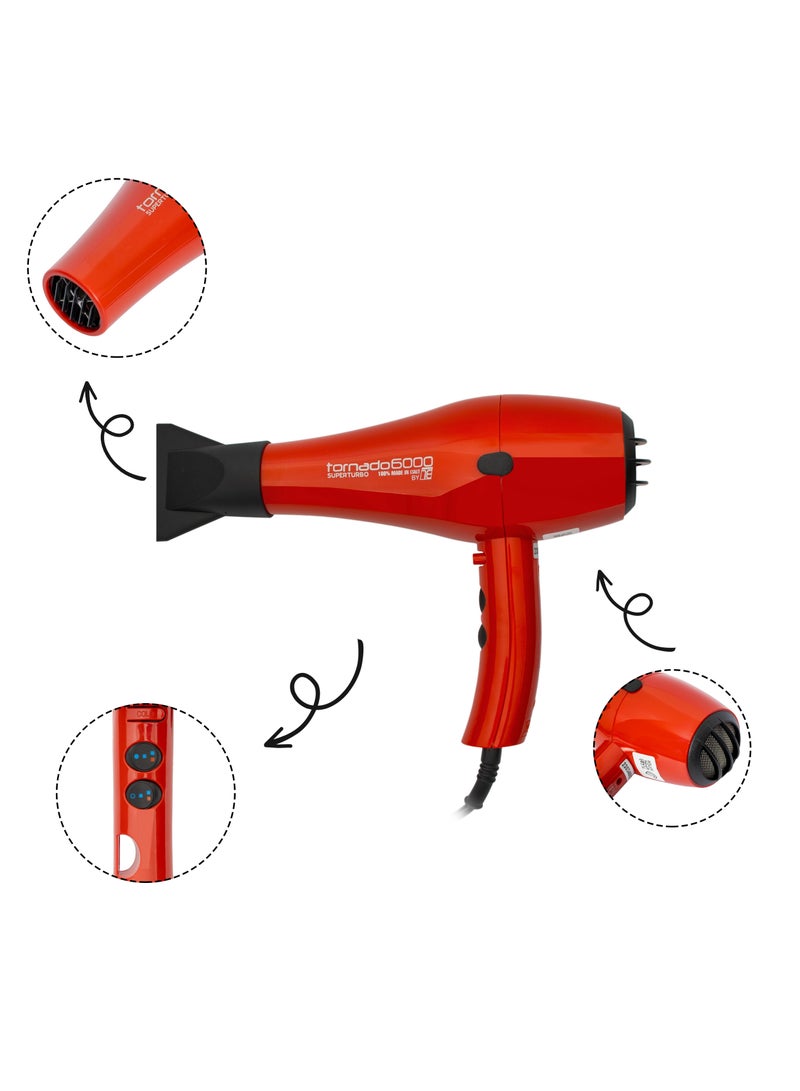 تكنو دراي  مجفف شعر أحمر/فضي  سوبر تربو 6000 - Image 5
