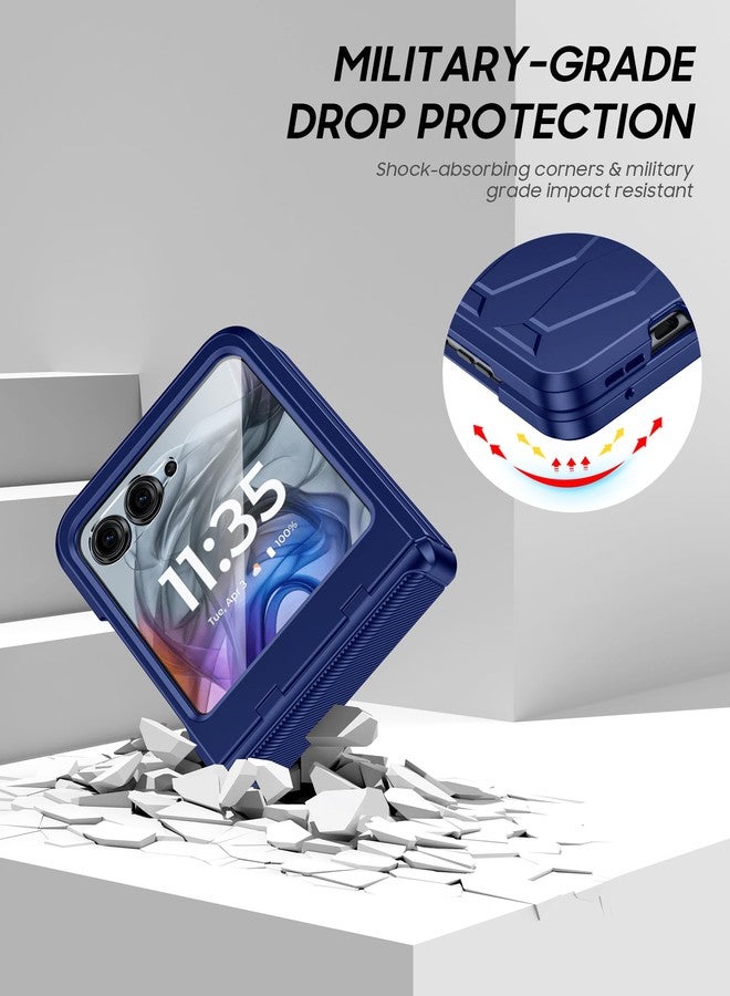 جراب Vizvera لهاتف Motorola Razr 2024 مع غطاء مفصلي، واقي شاشة مدمج، مقاوم للصدمات، غطاء شامل للهاتف الذكي، شحن لاسلكي لهاتف Motorola Razr 2024 (أزرق) - Image 5