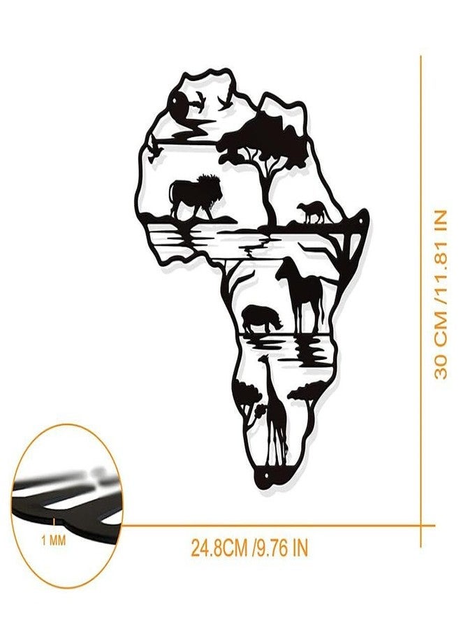 EatingBiting Africa Map 9.76" wide, 11.8" long Metal Wall Decor African Animals Wall Art Cutout Sign for Home Bedroom Living Room Office Garden Hotel Wall Decoration - Image 3