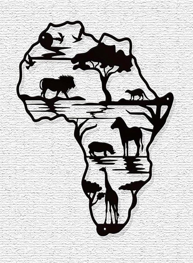 EatingBiting Africa Map 9.76" wide, 11.8" long Metal Wall Decor African Animals Wall Art Cutout Sign for Home Bedroom Living Room Office Garden Hotel Wall Decoration - Image 5