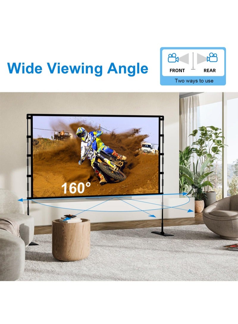 FlashHawk 120inch Portable Projector Screen and Stand - 16:9 4K HD Projections Screen with Carry Bag for Indoor Outdoor Home Theater Backyard Cinema Camping  - Image 5