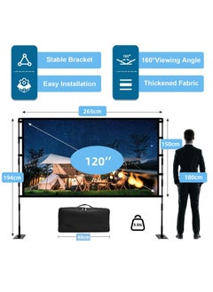 فلاشهوك شاشة عرض محمولة مقاس 120 بوصة مع حامل - شاشة عرض 4K HD 16:9 مع حقيبة حمل للمسرح المنزلي الداخلي والخارجي والسينما الخلفية والتخييم  - Image 4
