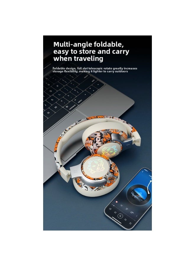 general Bluetooth Doodle Headset Long Battery Life Fashion Wireless Headset Bluetooth Headset Stereo Music Game Headset Girl Boy Gift - Image 4