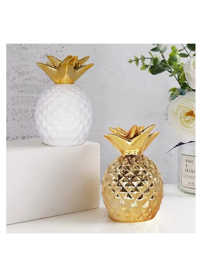 Generic - Gold Pineapple Coin Piggy Bank Decorative Ceramic Pineapples Shaped Cans  Girls Piggy Bank for Pineapple Theme Party Decor Girls Kid's Children Adults Birthday Gifts - Image 1