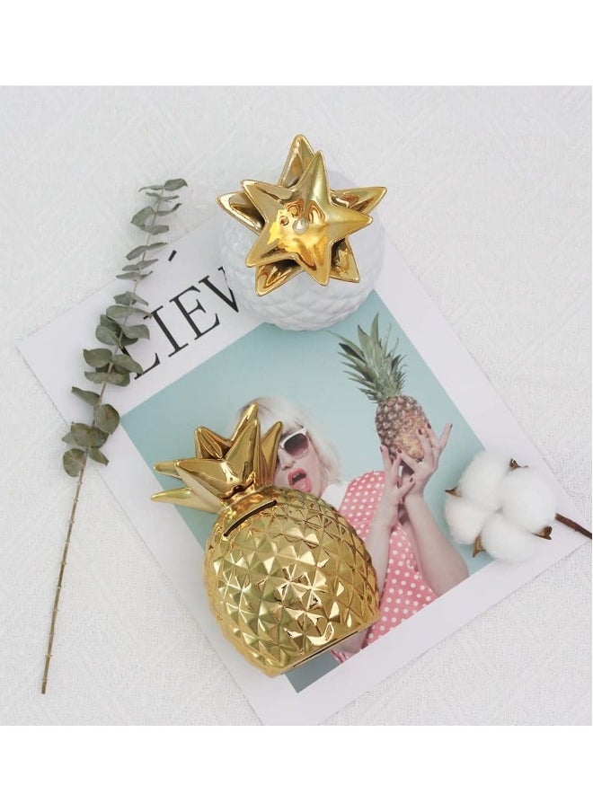 Generic - Gold Pineapple Coin Piggy Bank Decorative Ceramic Pineapples Shaped Cans  Girls Piggy Bank for Pineapple Theme Party Decor Girls Kid's Children Adults Birthday Gifts - Image 1
