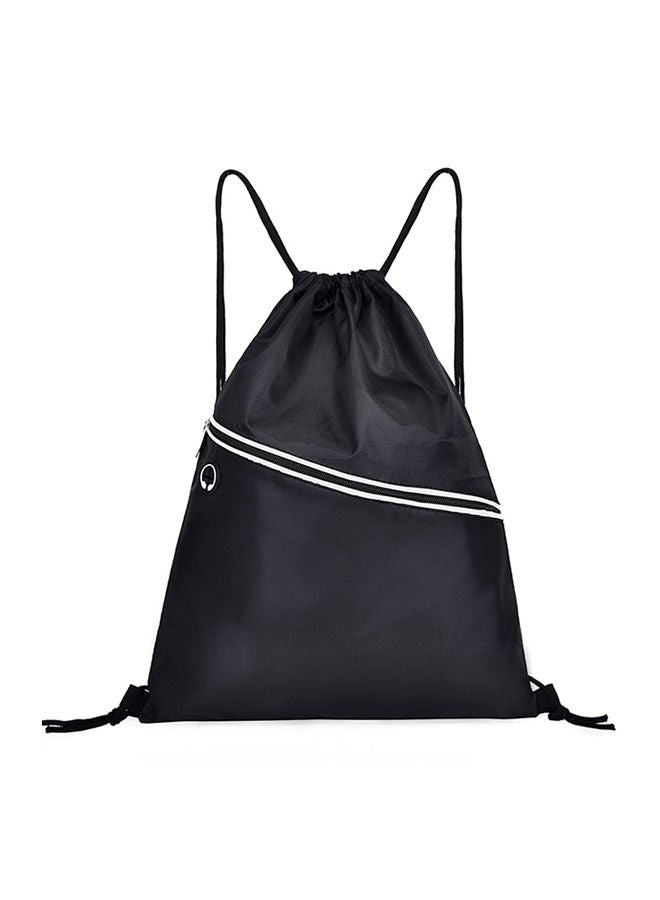 Men's Backpack Color Block String Design Trendy Creative Bag Black