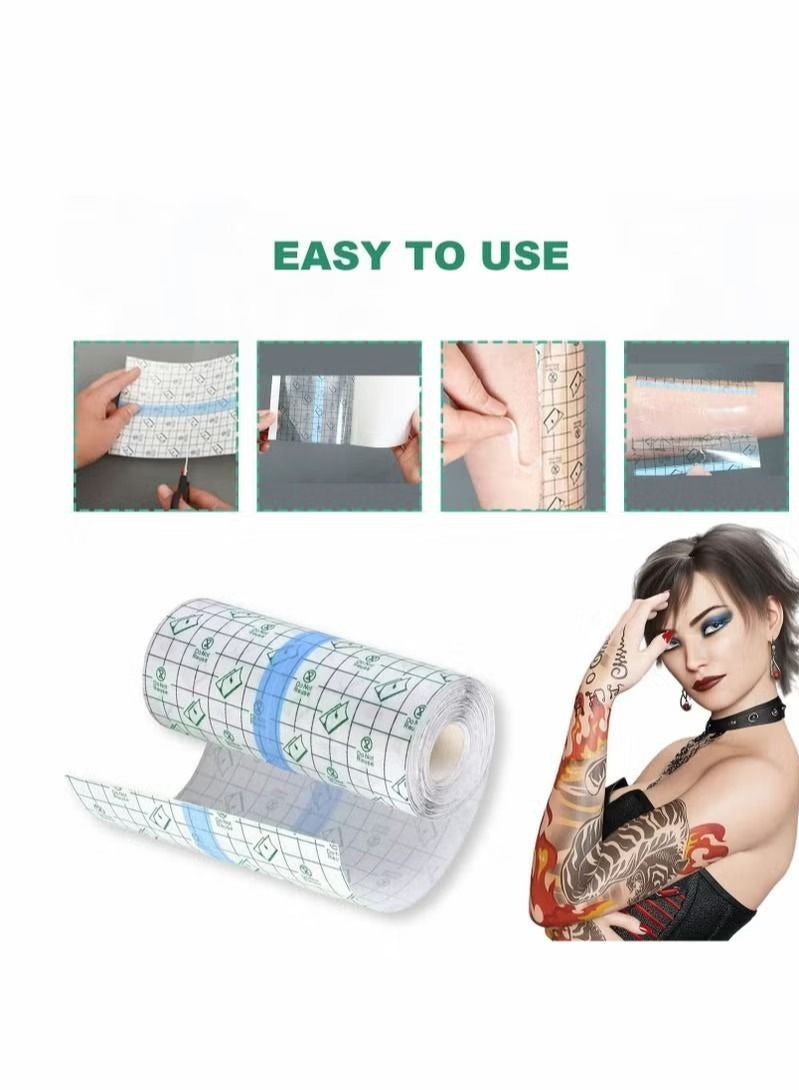 Tattoo Aftercare Bandage, Transparent Film Dressing, second Skin Healing Protective Bandages Stretch Antibacterial Wound Tape,Dermalize (2 m x 20 cm) - Image 2