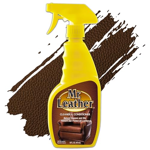 Mr. Leather Cleaner and Conditioner - Safe for All Leather & Vinyl - Hydrate and Shine with Water-Repellent Protection for Couches, Car Interior, Shoes, and Bags (16 oz) - Image 1