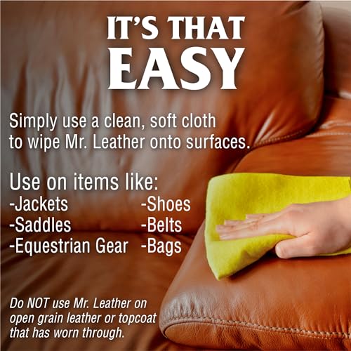 Mr. Leather Cleaner and Conditioner - Safe for All Leather & Vinyl - Hydrate and Shine with Water-Repellent Protection for Couches, Car Interior, Shoes, and Bags (16 oz) - Image 5