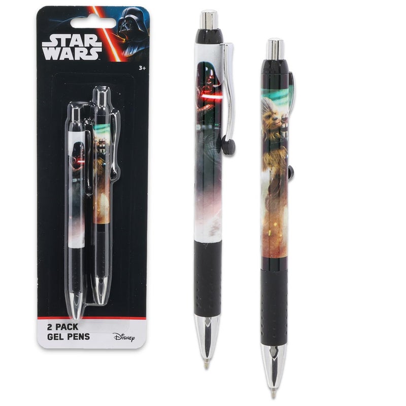 Star Wars Ballpoint Pen Set - Pack of 2 Rollerball Pens Featuring Darth Vader, Han Solo, Chewbacca and More | Star Wars School and Office Supplies - Image 1