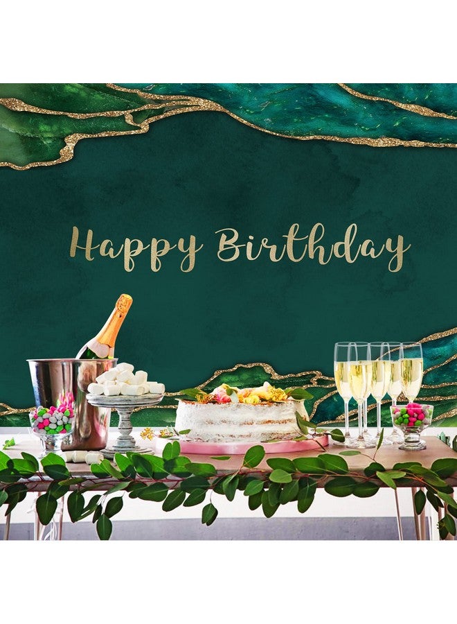Rsuuinu Happy Birthday Backdrop Emerald Green And Gold Glitter Photography Background Birthday Party Banner For Women Man Cake Table Decor Favors Portrait Photo Studio Photobooth Props Supplies 7X5Ft - Image 3