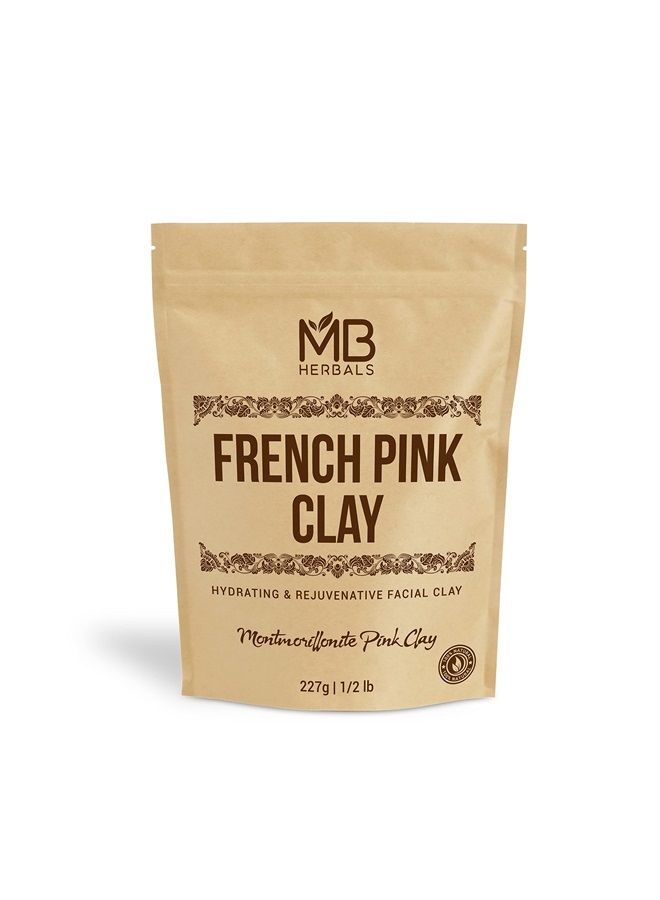 MB Herbals French Pink Clay 8 oz / 0.5 LB | Montmorrillonite Pink Clay (French Rose Clay) | Mild, Hydrating Clay for Sensitive, Matured & Acne-Prone Skin - Packing May Vary - Image 1