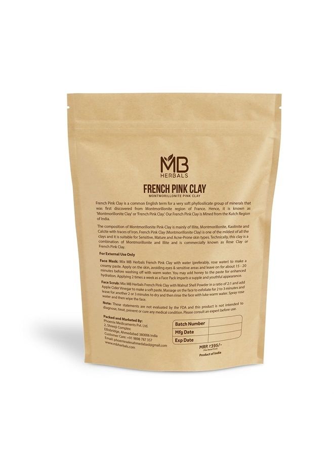 MB Herbals French Pink Clay 8 oz / 0.5 LB | Montmorrillonite Pink Clay (French Rose Clay) | Mild, Hydrating Clay for Sensitive, Matured & Acne-Prone Skin - Packing May Vary - Image 4