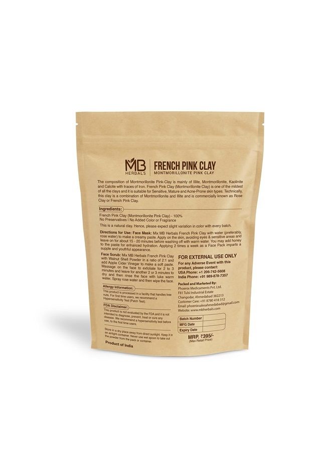 MB Herbals French Pink Clay 8 oz / 0.5 LB | Montmorrillonite Pink Clay (French Rose Clay) | Mild, Hydrating Clay for Sensitive, Matured & Acne-Prone Skin - Packing May Vary - Image 2