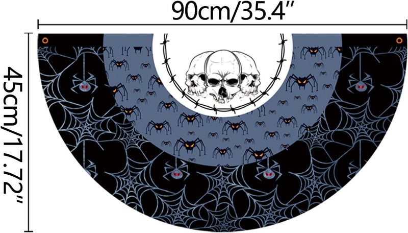 comfrt Halloween Bunting Flags Decor, Halloween Fan-Shaped Flag Hanging Flag, Halloween Decoration Half-Circle Flag, Halloween Ghost Flag for Garden Yard, 45x90cm - Image 3