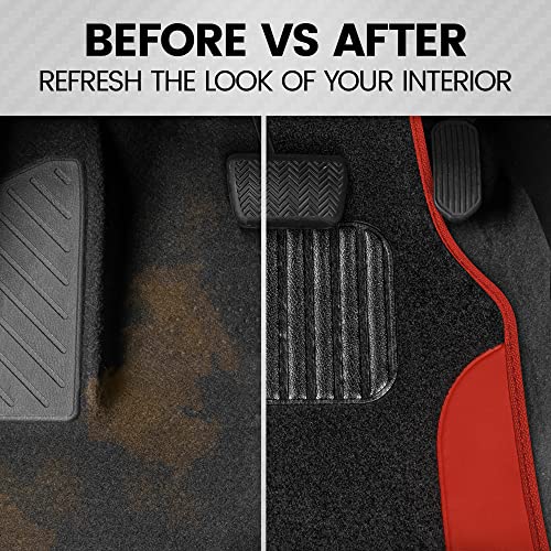 BDK PolyPro Red Car Seat Covers Full Set with 4-Piece Car Floor Mats - Two-Tone Seat Covers for Cars with Carpet, Interior Covers for Auto Truck Van SUV - Image 4