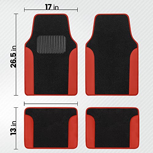 BDK PolyPro Red Car Seat Covers Full Set with 4-Piece Car Floor Mats - Two-Tone Seat Covers for Cars with Carpet, Interior Covers for Auto Truck Van SUV - Image 3
