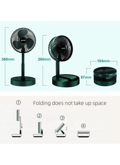 Super Portable Desk Fan, USB Rechargeable Foldable Desktop Fan, 3 Adjustable Wind Speeds for Office, Home and Outdoor (Green)  - Image 3