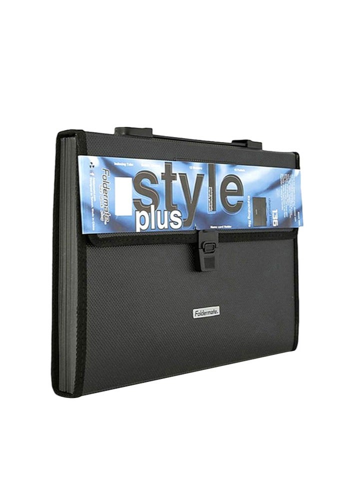 Foldermate Style Plus Expanding File Holder With Handle Black