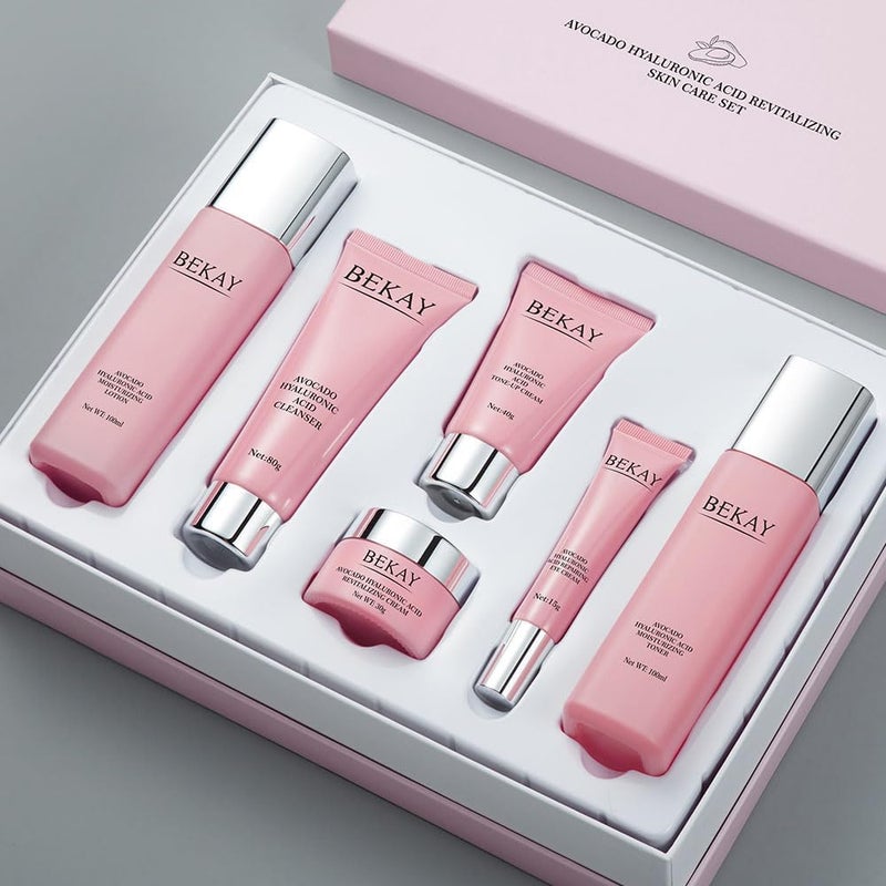 OKADY Avocado Hyaluronic Acid Live Skincare SetSkincare Set for Teenage Girls Gift SetPlump and Smooth Hydrating Refreshing SkinAvocado Skincare Gift SetSimple Gift Sets for WomenTeens